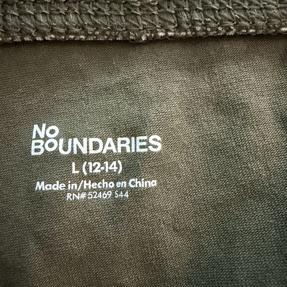 No Boundaries Fold Over Flare Pants Sea Turtle Green Large NWT Women